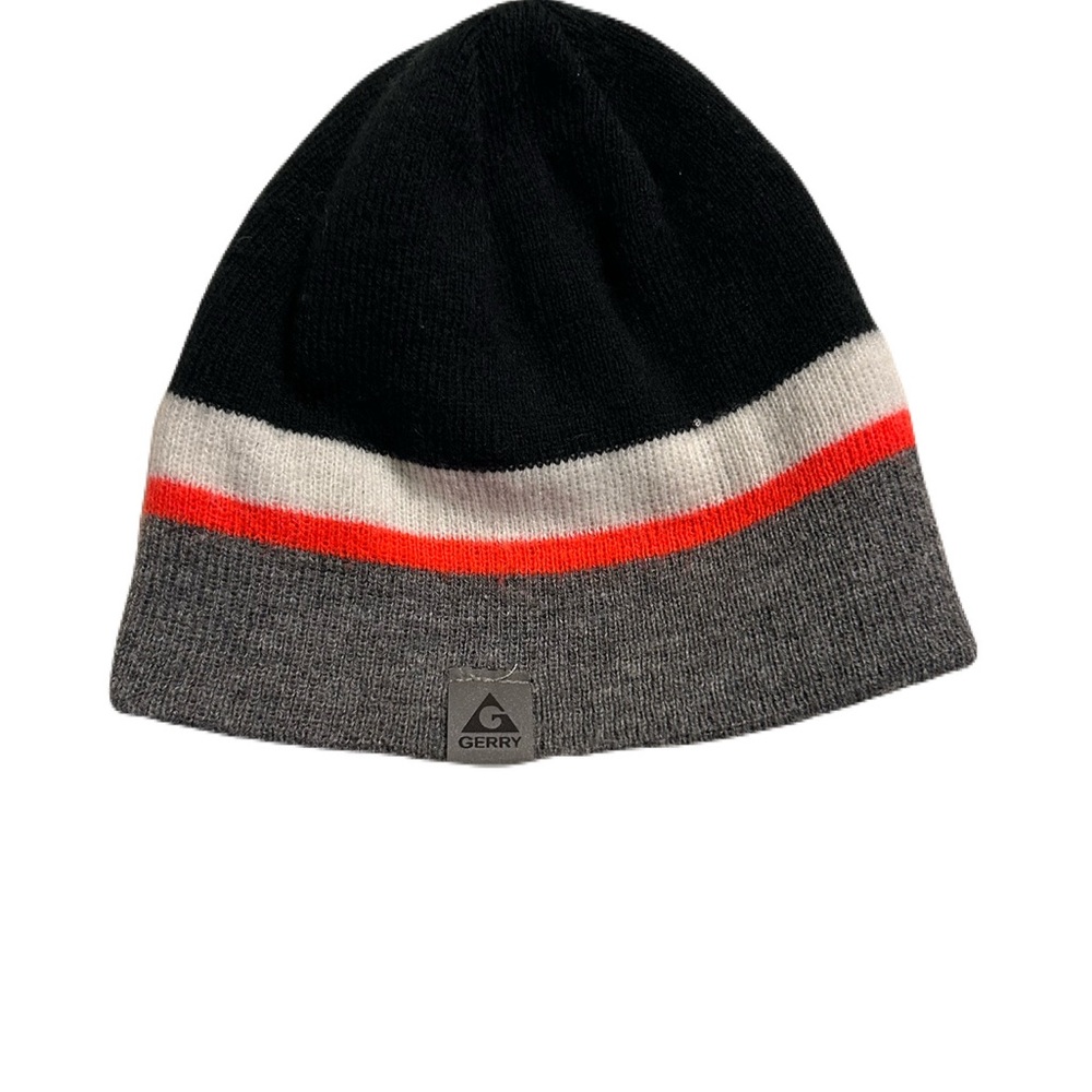 Gerry Weber Black and Gray Beanie with Orange Stripe